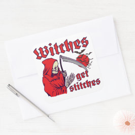WITCHES BEKOMMEN STITCHEN lustig beängstigenden ha Quadratischer Aufkleber