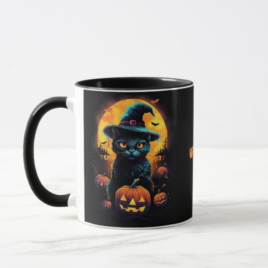 WITCHES' BREW Halloween, Black Cat editierbar Tasse (Links)