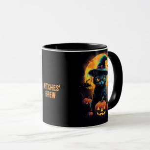 WITCHES' BREW Halloween, Black Cat editierbar Tasse