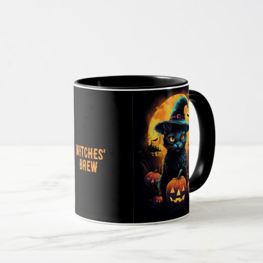 WITCHES' BREW Halloween, Black Cat editierbar Tasse (VorderseiteRechts)