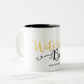 WITCHES BREW Typografie Halloween Festival Zweifarbige Tasse (Vorderseite Links)