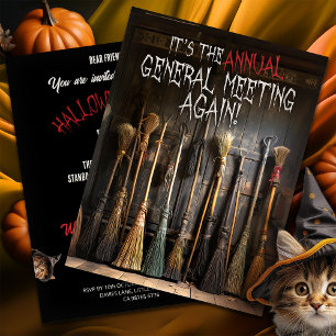 Witches Brooms Town Meeting Halloween Einladung Postkarte