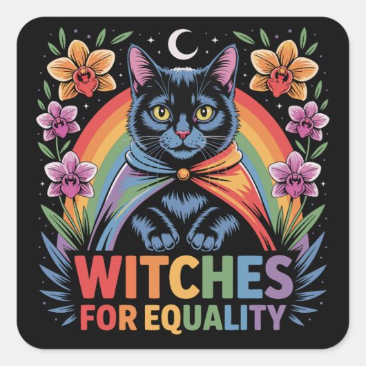 Witches For Equality Feminist Quadratischer Aufkleber (Vorderseite)