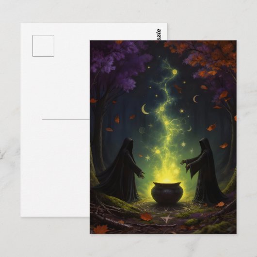 Witches Perform Magick in Forest Postkarte (Vorne/Hinten)