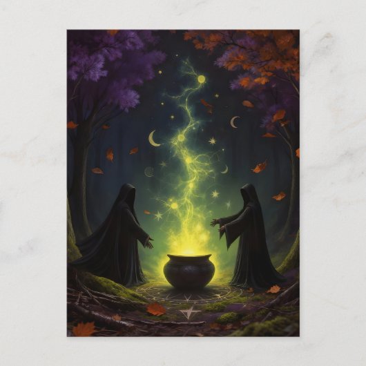 Witches Perform Magick in Forest Postkarte (Vorderseite)