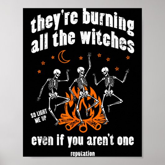 Witches Skeletons Dancing Funny Halloween Costume Poster (Vorne)