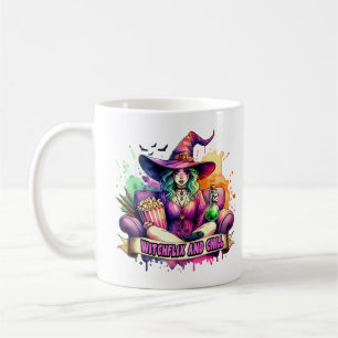 "Witchflix and Chill - Fun Hexendesign für Hallow Kaffeetasse