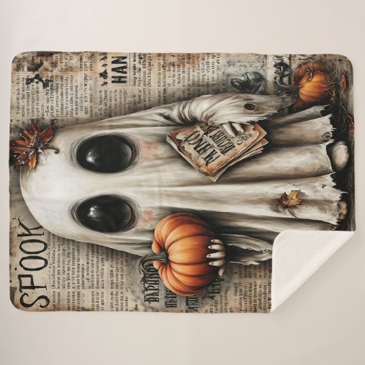 Witchful Thinking - Ein Boo mit einem Buch Sherpadecke (Vorderseite (Horizontal))