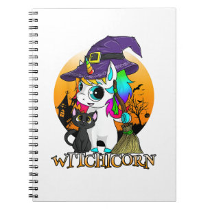 Witchicorn Unicorn Hexenhorn Halloween Schwarzer K Notizblock