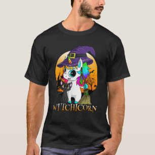Witchicorn Unicorn Hexenhorn Halloween Schwarzer K T-Shirt