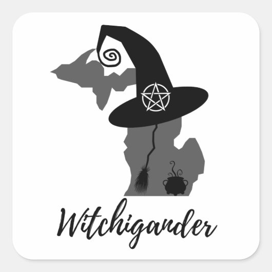 Witchigander - Michigan Witch Quadratischer Aufkleber (Vorderseite)