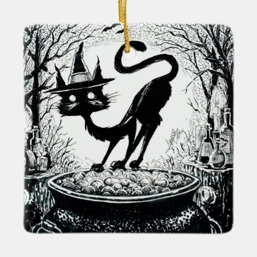 Witching Cat Keramikornament (Vorderseite)