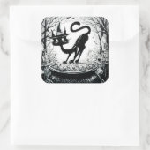 Witching Cat Quadratischer Aufkleber (Tasche)