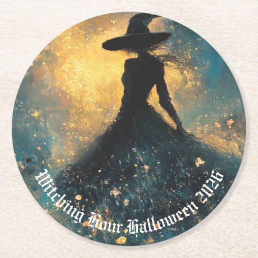 Witching-Hour-Halloween-Party Runder Pappuntersetzer (Vorderseite)