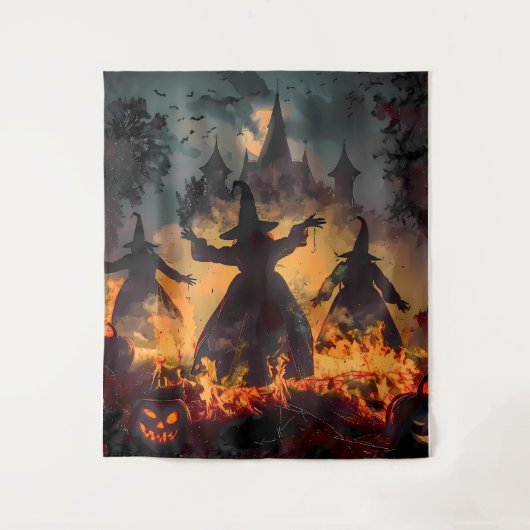 Witching Hour Ritual – Fire Dance of the Three Sis Wandteppich (Vorderseite)