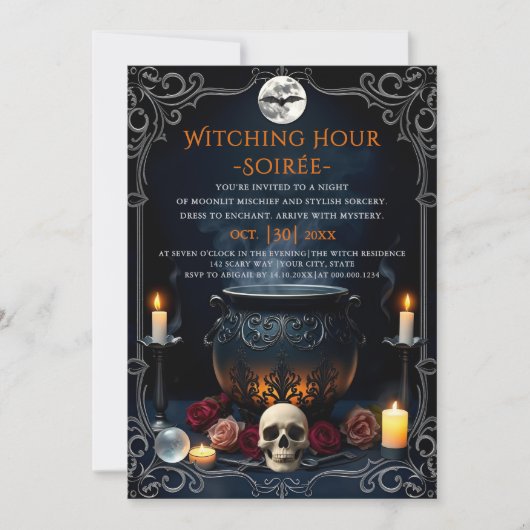 Witching Hour Soirée cauldron Erwachsenen Hallowee Einladung (Vorderseite)
