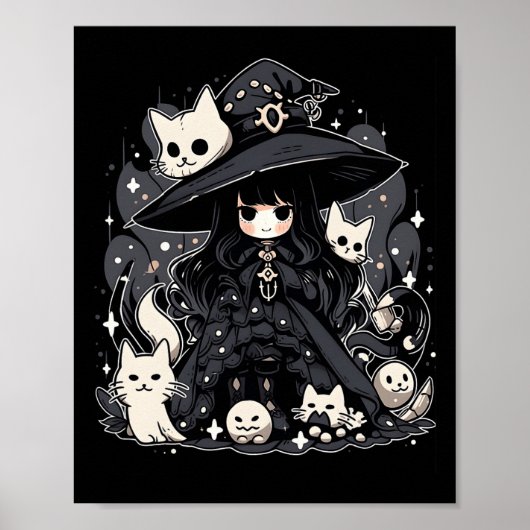 Witching Hour trendy Halloween Grafik Design Poster (Vorne)