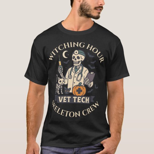 Witching Hour Vet Tech Skeleton Crew Halloween T-S T-Shirt (Vorderseite)