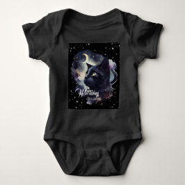 Witchling Dreams Black Cat and Stars Baby Strampler
