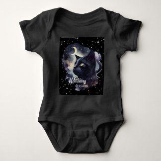 Witchling Dreams Black Cat and Stars Baby Strampler