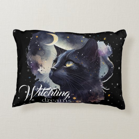 Witchling Dreams Black Cat and Stars Dekokissen (Rückseite)