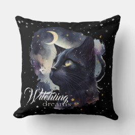 Witchling Dreams Black Cat and Stars Kissen