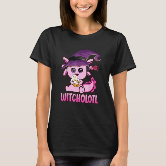 Witcholotl Cute Axolotl Witch Halloween  Spooky Se T-Shirt (Vorderseite)