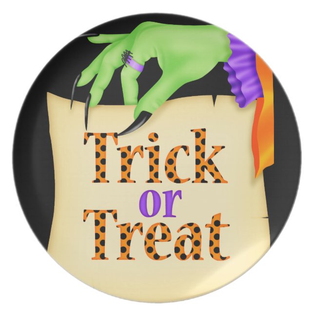 Witchy Anmerkungs-Halloween-Melamin-Platte Teller (Vorderseite)