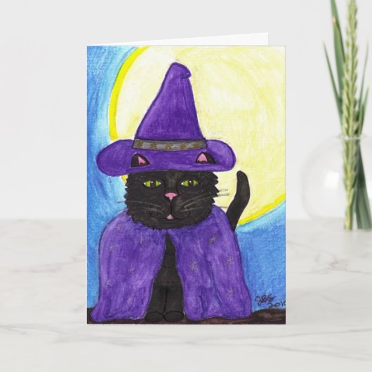 Witchy Black Cat Grußkarte Karte (Vorderseite)