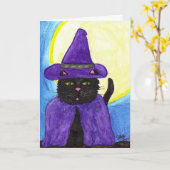 Witchy Black Cat Grußkarte Karte (Gelbe Blume)