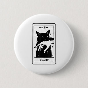 Witchy Black Cat Halloween Tarot Card Funny für mi Button