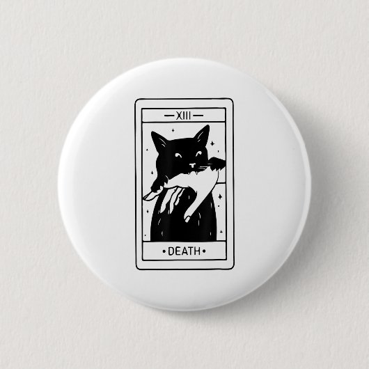 Witchy Black Cat Halloween Tarot Card Funny für mi Button (Vorderseite)