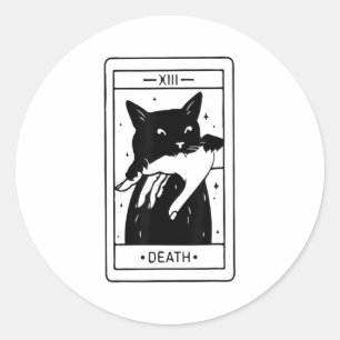 Witchy Black Cat Halloween Tarot Card Funny für mi Runder Aufkleber