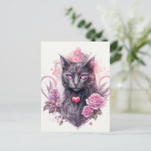 Witchy Black Kitty Cat | Frohe Halloween Postkarte (Stehend Vorderseite)