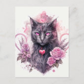 Witchy Black Kitty Cat | Frohe Halloween Postkarte (Vorderseite)