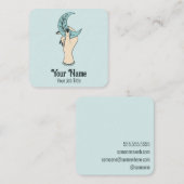 Witchy Blue Crescent Moon Business Card Quadratische Visitenkarte (Vorne/Hinten)