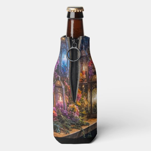 Witchy Boho Sinti und Roma Candles Lanterns Mystic Flaschenkühler (Flasche Rückseite)