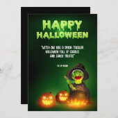 Witchy Brew Cauldron and Jack-o'-Lanterns Greeting Einladung (Vorne/Hinten)