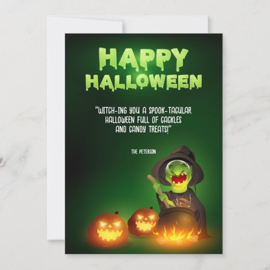 Witchy Brew Cauldron und Jack-o''Lanterns Gruß Einladung (Vorderseite)