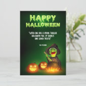 Witchy Brew Cauldron und Jack-o''Lanterns Gruß Einladung (Stehend Vorderseite)