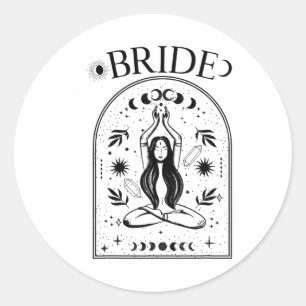Witchy Bride Coven Tarot Celestial Gothic Bachelor Runder Aufkleber