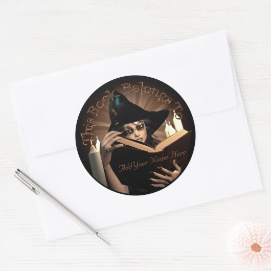 Witchy Buchzeichen Runder Aufkleber (Umschlag)