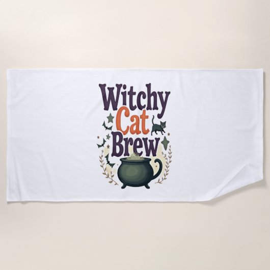 Witchy Cat Brew Strandtuch (Vorderseite)