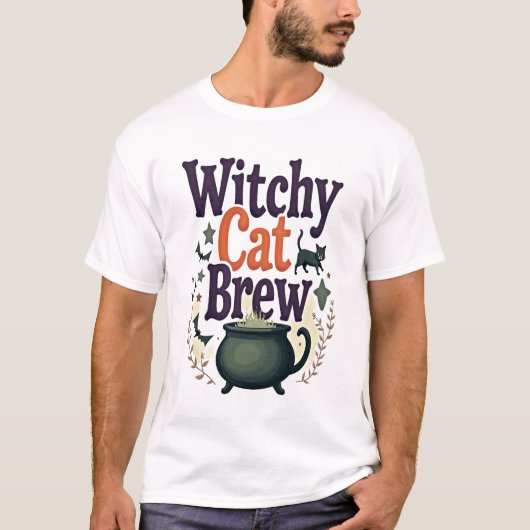 Witchy Cat Brew T-Shirt (Vorderseite)