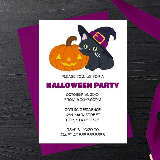 Witchy Cat Halloween-Party Einladung