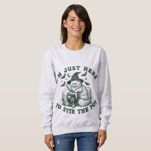 Witchy Cat Halloween Sweatshirt (Vorne ganz)