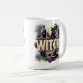 Witchy Cat Halloween Women's Dark Gothic Tshirt Kaffeetasse (VorderseiteRechts)