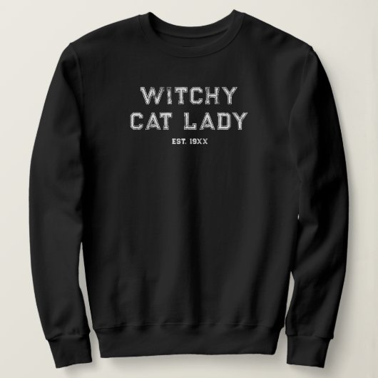Witchy Cat Lady Custom Est. Date Cat Lovers Black Sweatshirt (Design vorne)