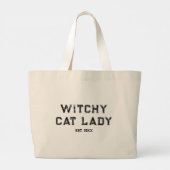 Witchy Cat Lady Custom Est. Datum Frauen gestört Jumbo Stoffbeutel (Rückseite)
