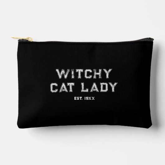 Witchy Cat Lady Custom Est. Datum Schwarz Zubehörtasche (Vorderseite)